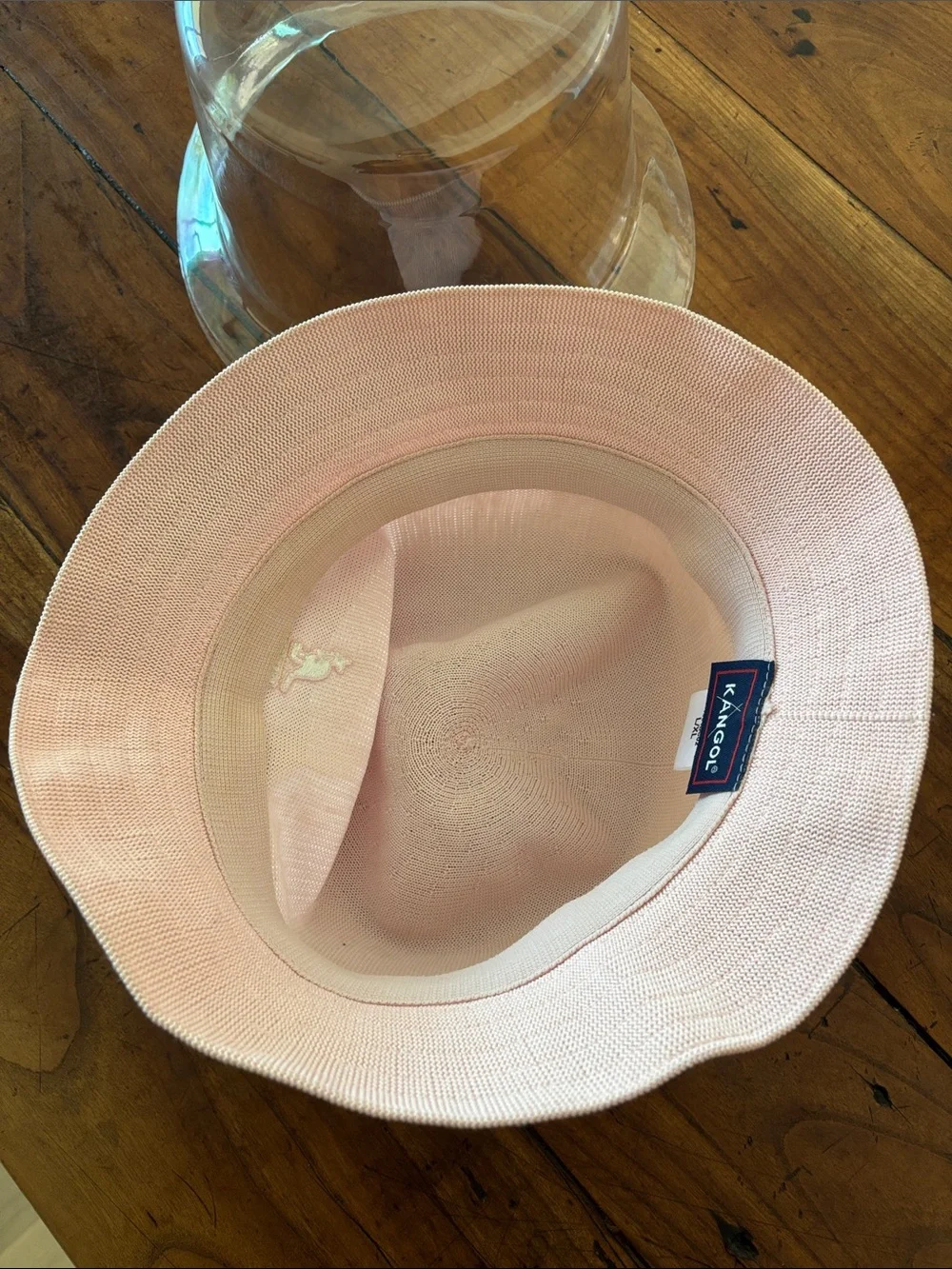 Kangol Tropic Casual Pale Pink Knit Bucket Hat with White Logo size L/XL